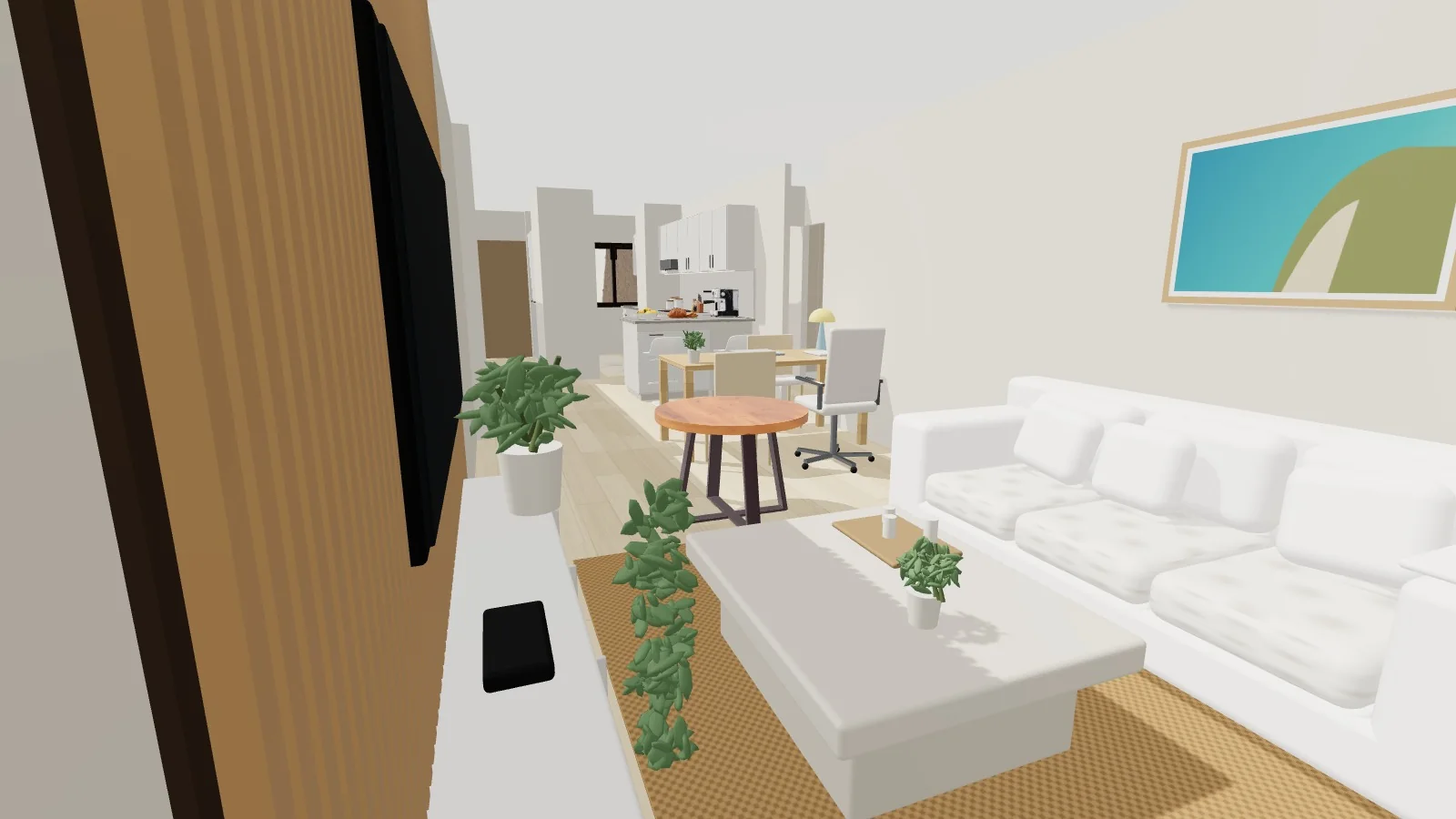 Toma de la cámara interior en la maqueta 3D